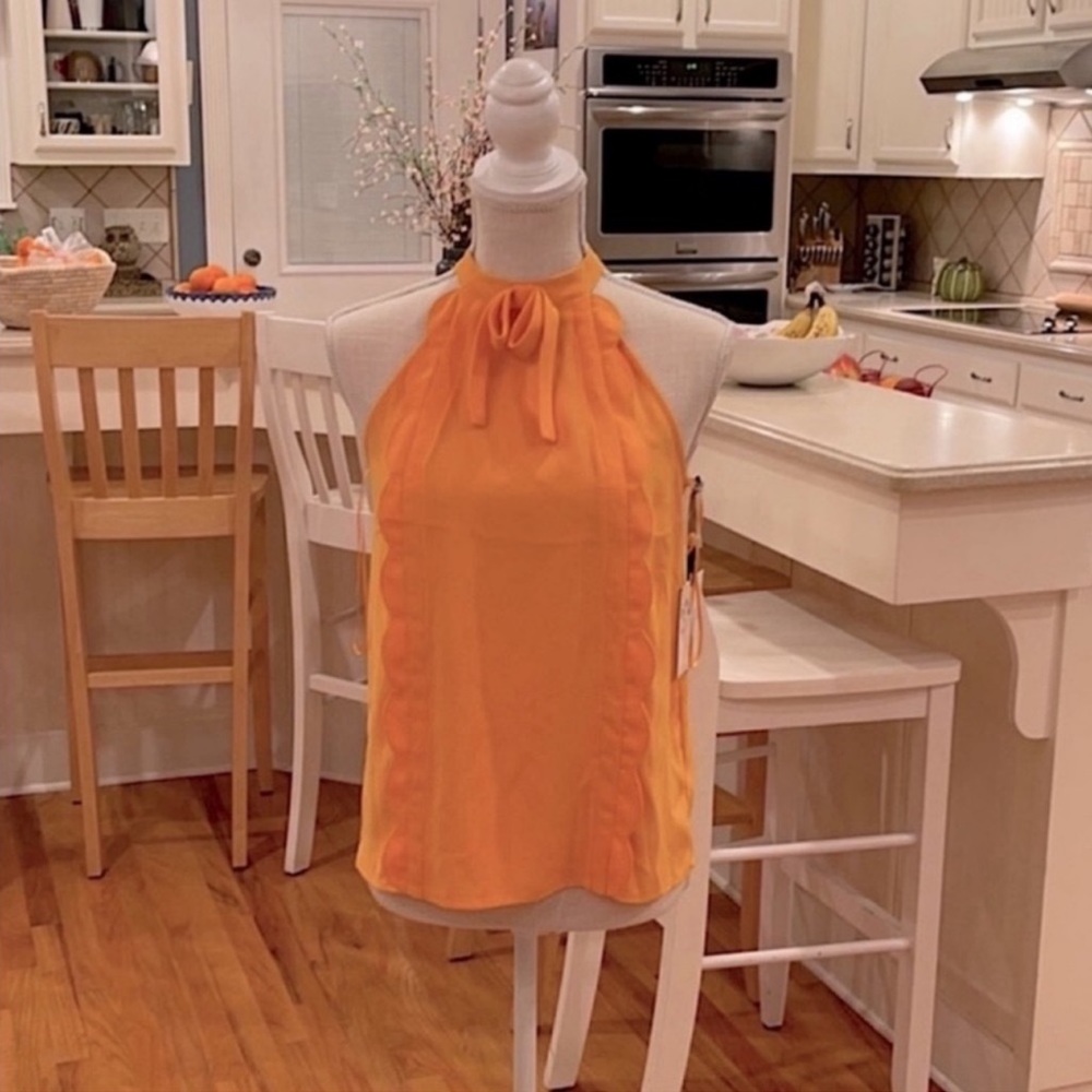 Victoria Beckham for target mustard yellow racer back high neck blouse